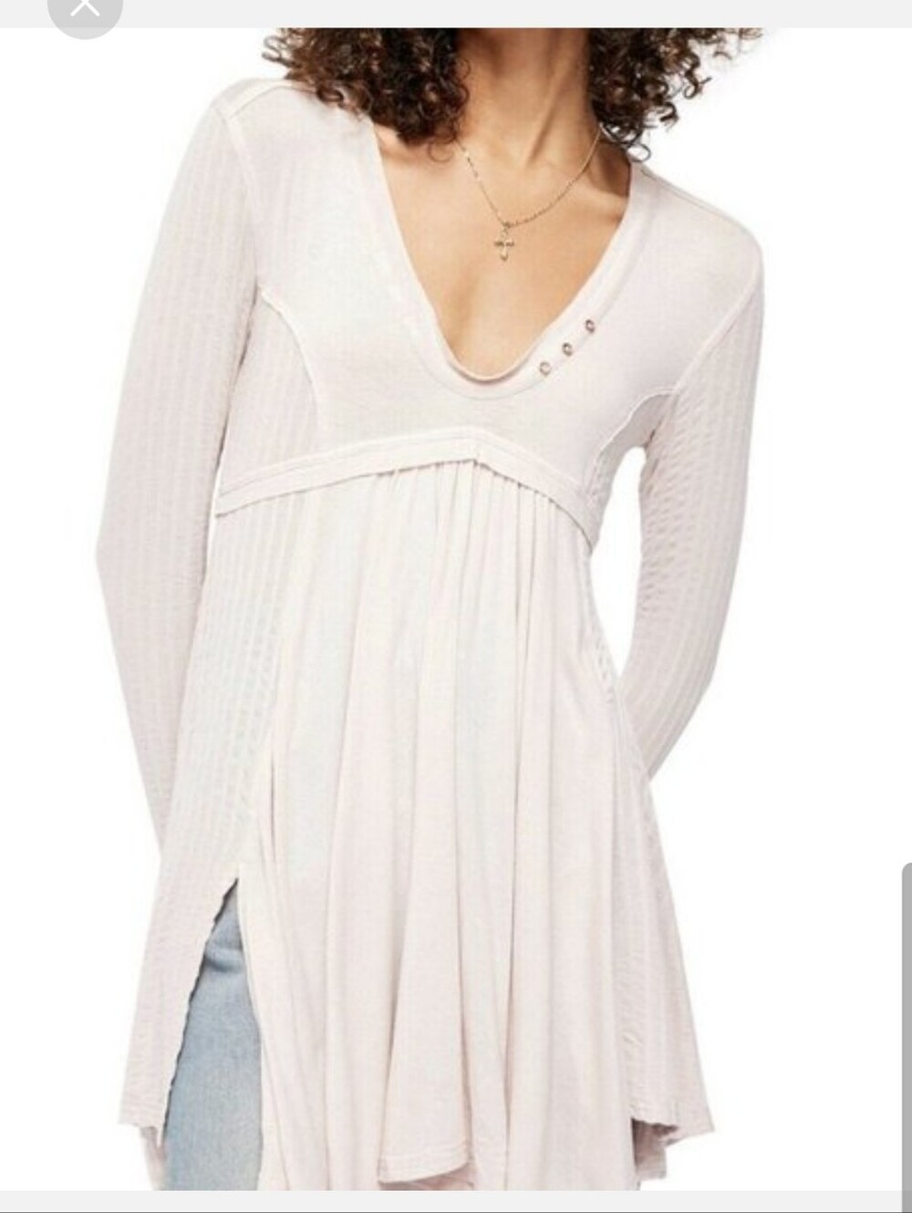 Free People Birdie Henley Tunic Top in Light Pink Size L Maternity